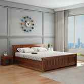 Trinity Solid Sheesham Wood Bed With Two Drawers (Queen Size, Natural Finish)